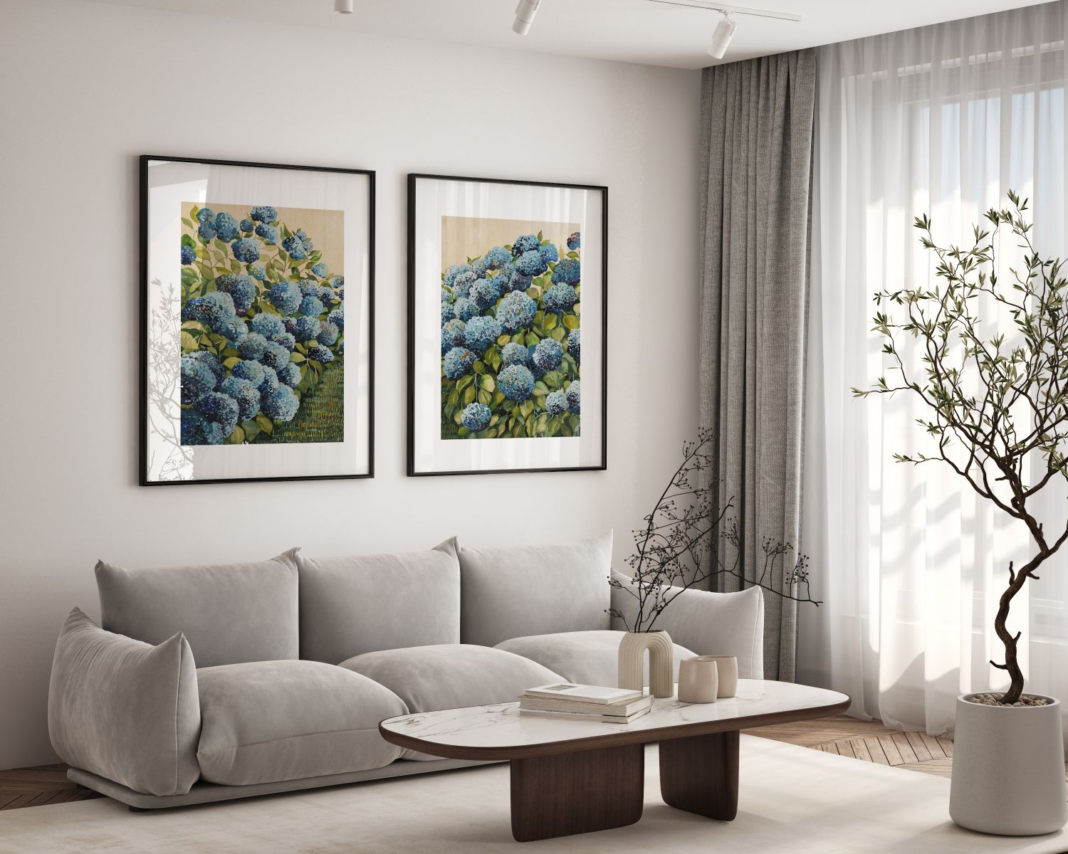 Aqua Hydrangea Pair