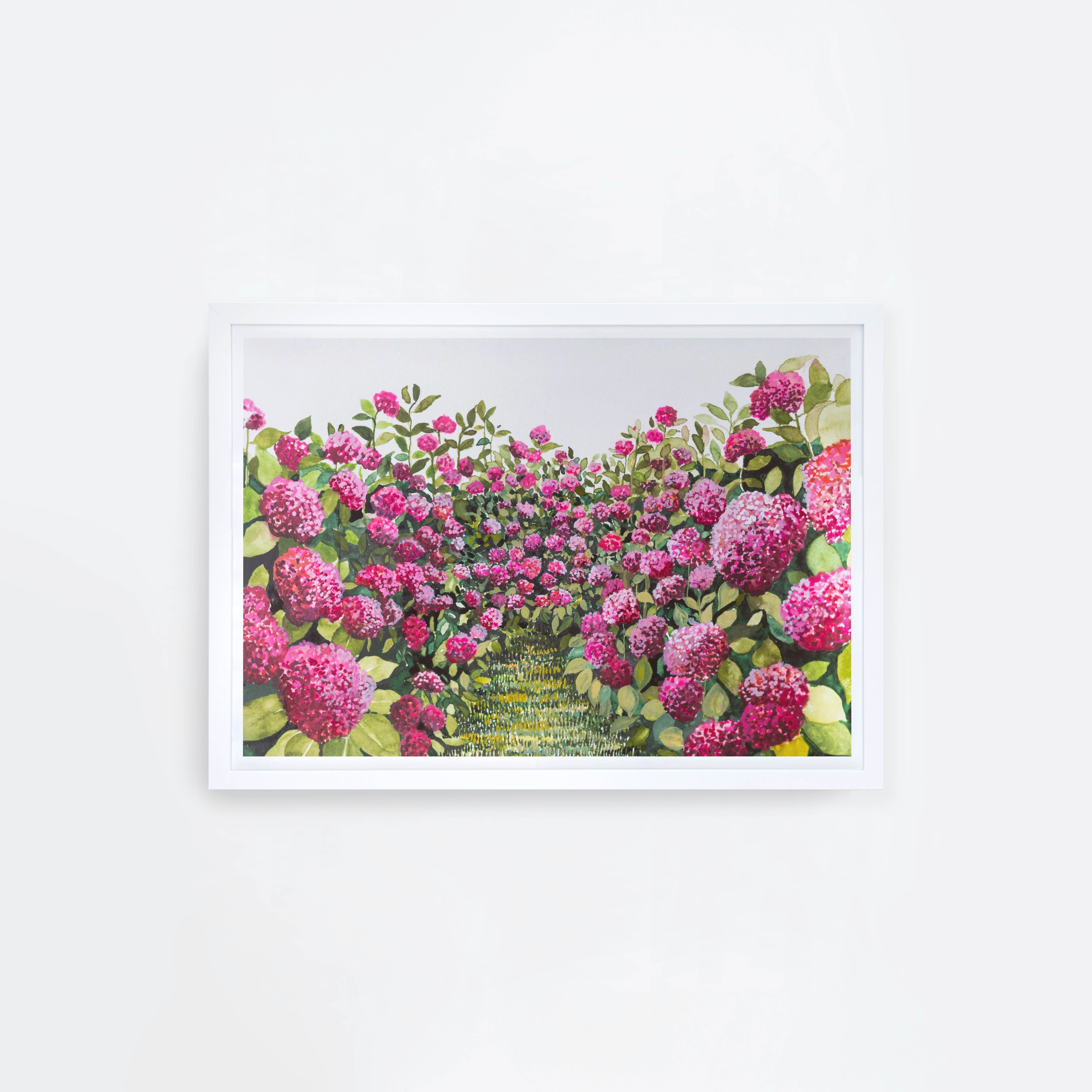 Pink Hydrangeas Landscape
