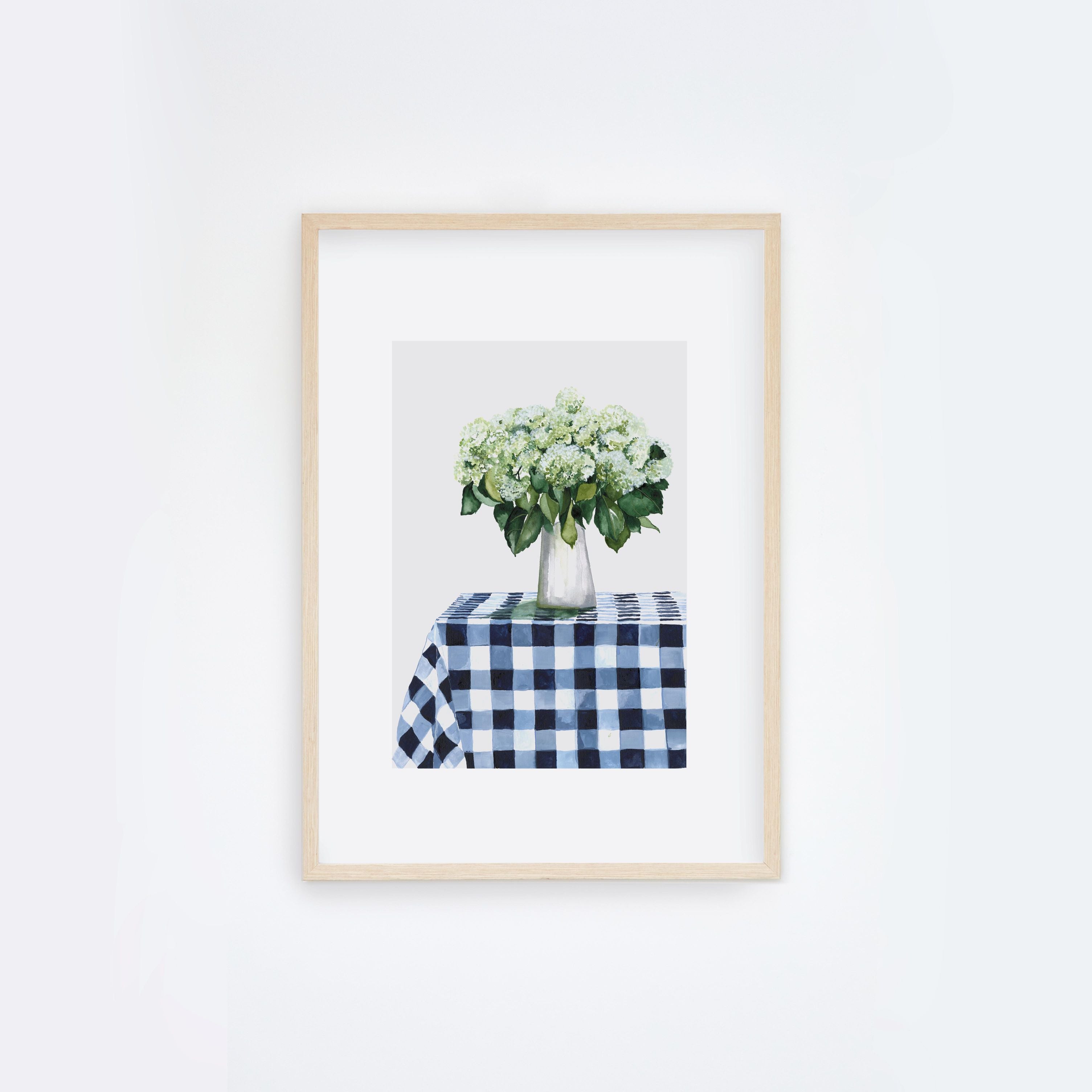 Plaid Hydrangea Vase